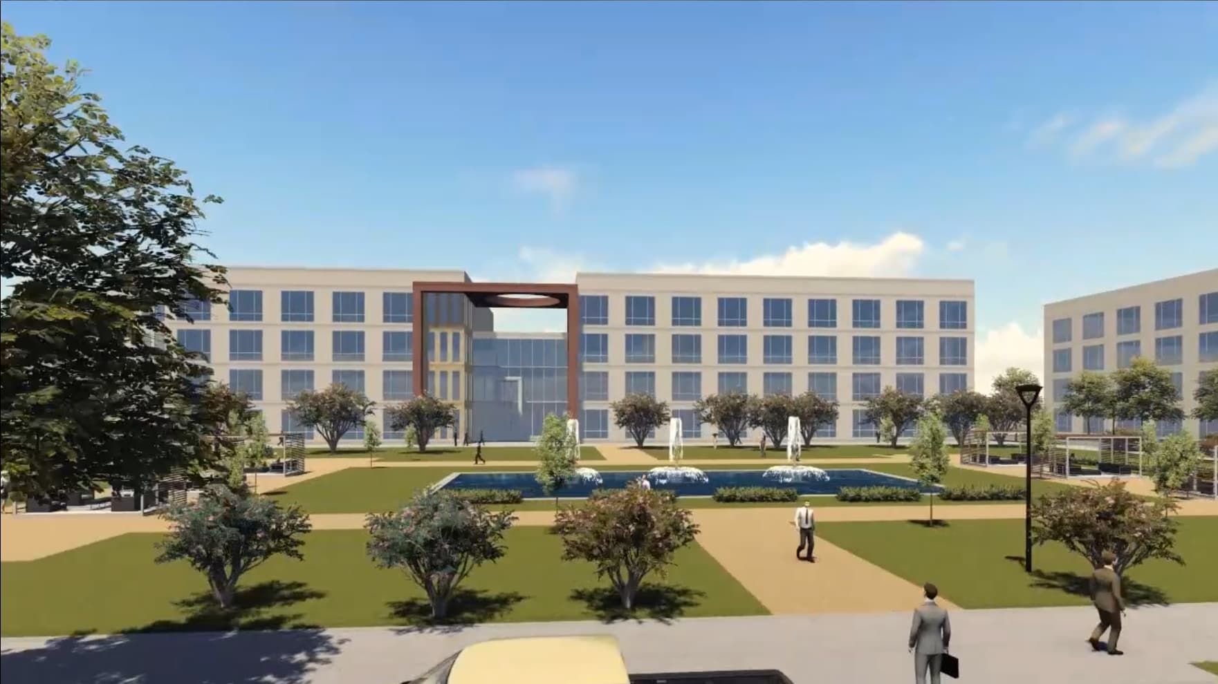 Offices overlooking the one-acre park