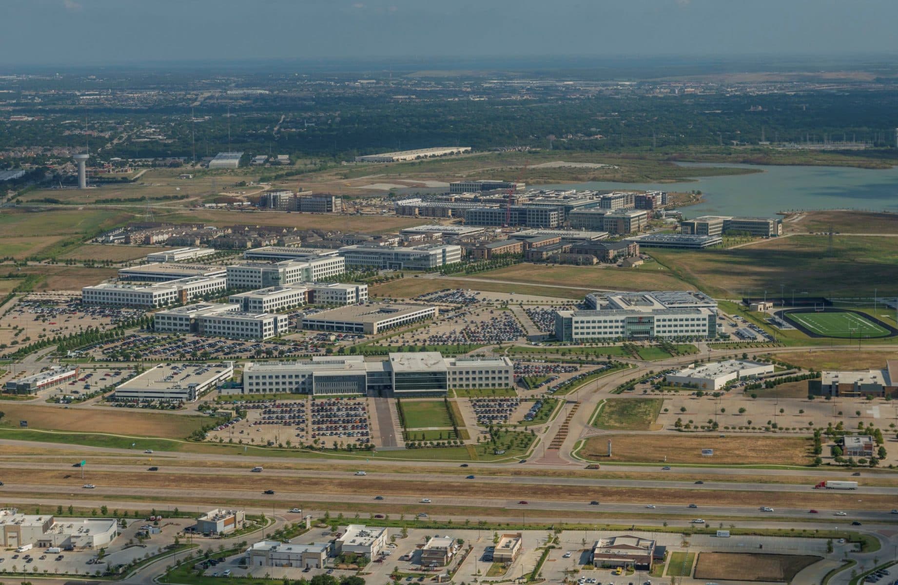 Aerial view of the Cypress Waters development along North Lake