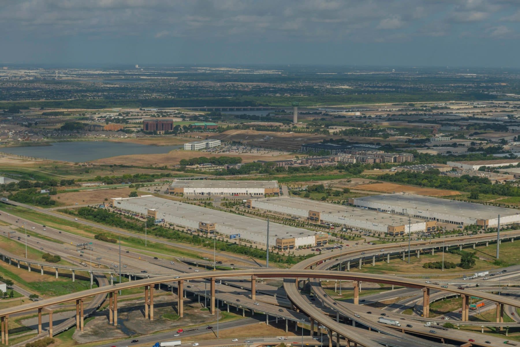 Aerial view of Mercer Business Park at I-35 and IH-635
