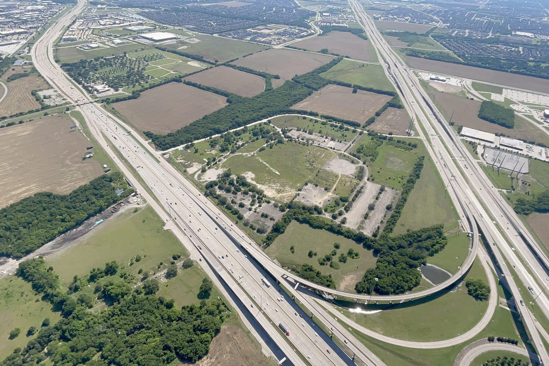 Aerial view of raw land at Fairview and Allen
