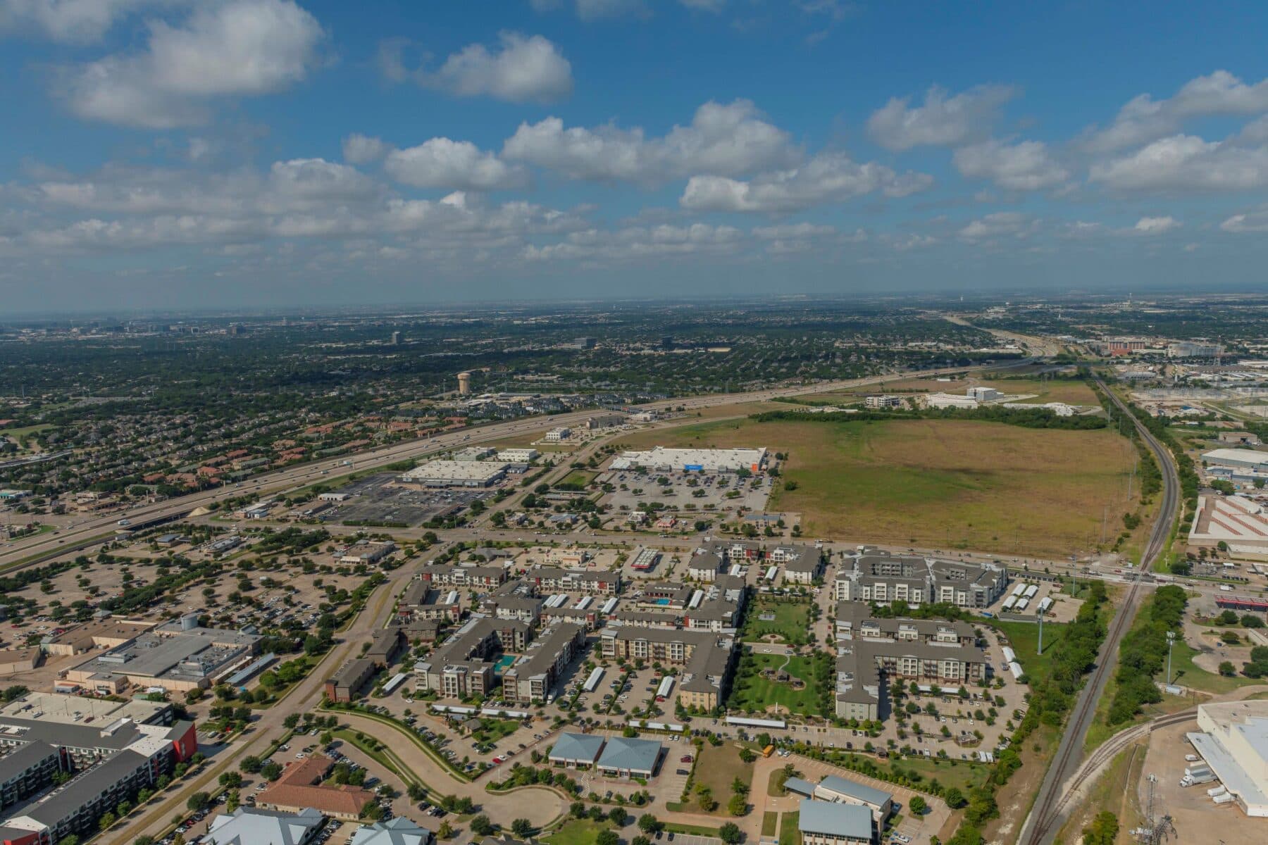 Aerial view of the Beacon Square site in Plano