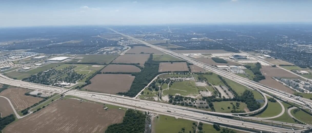 Annotated aerial map of the Fairview and Allen land at Sloan Corners