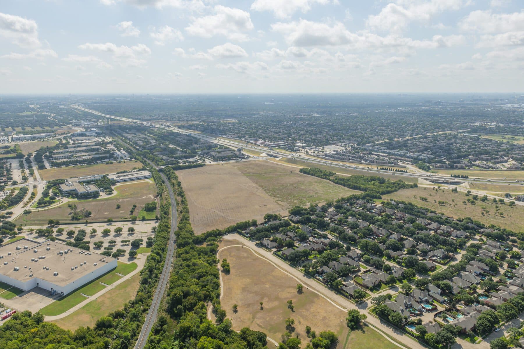 Aerial view of The Landing land parcel along Bush Turnpike in Carrollton