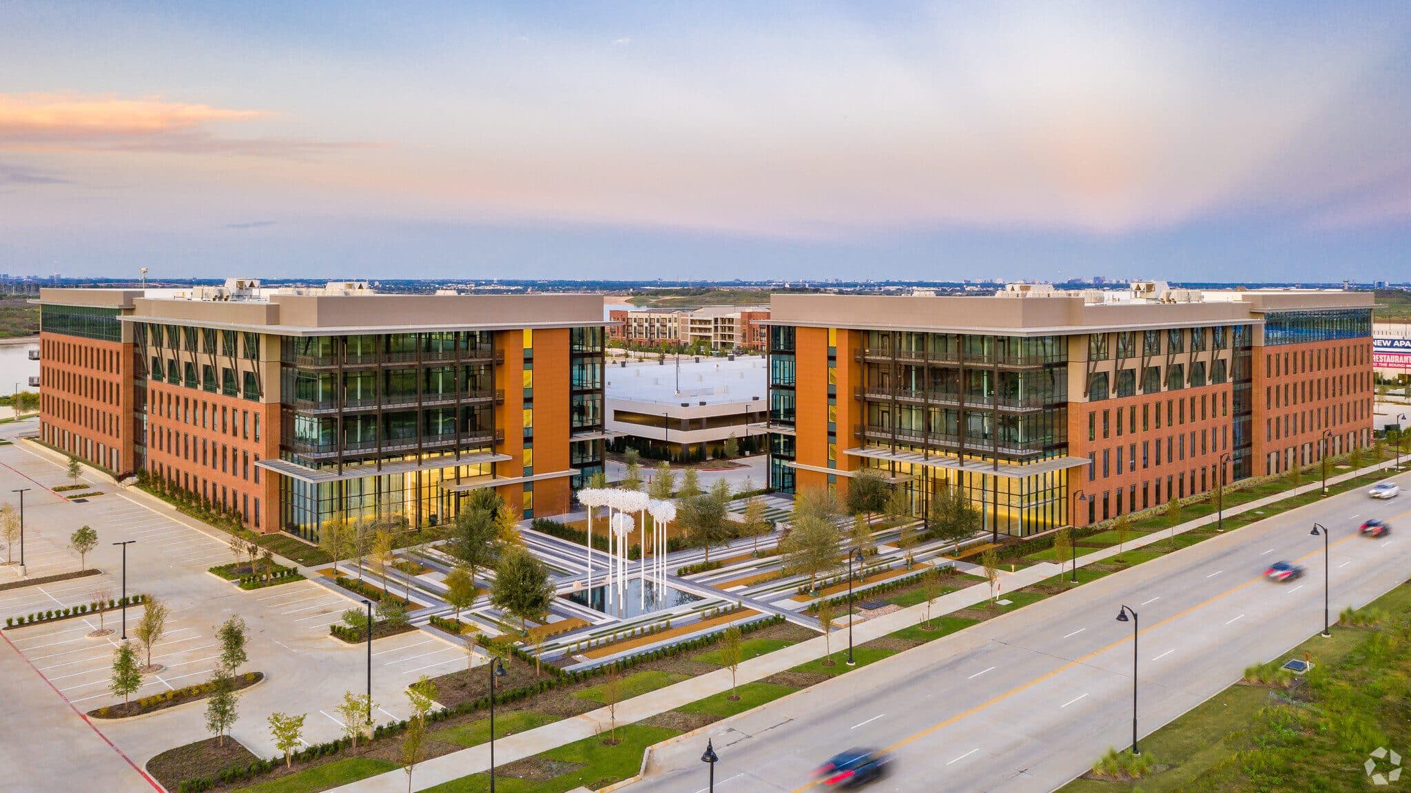 Aerial view of the Cypress Waters office campus, now and future