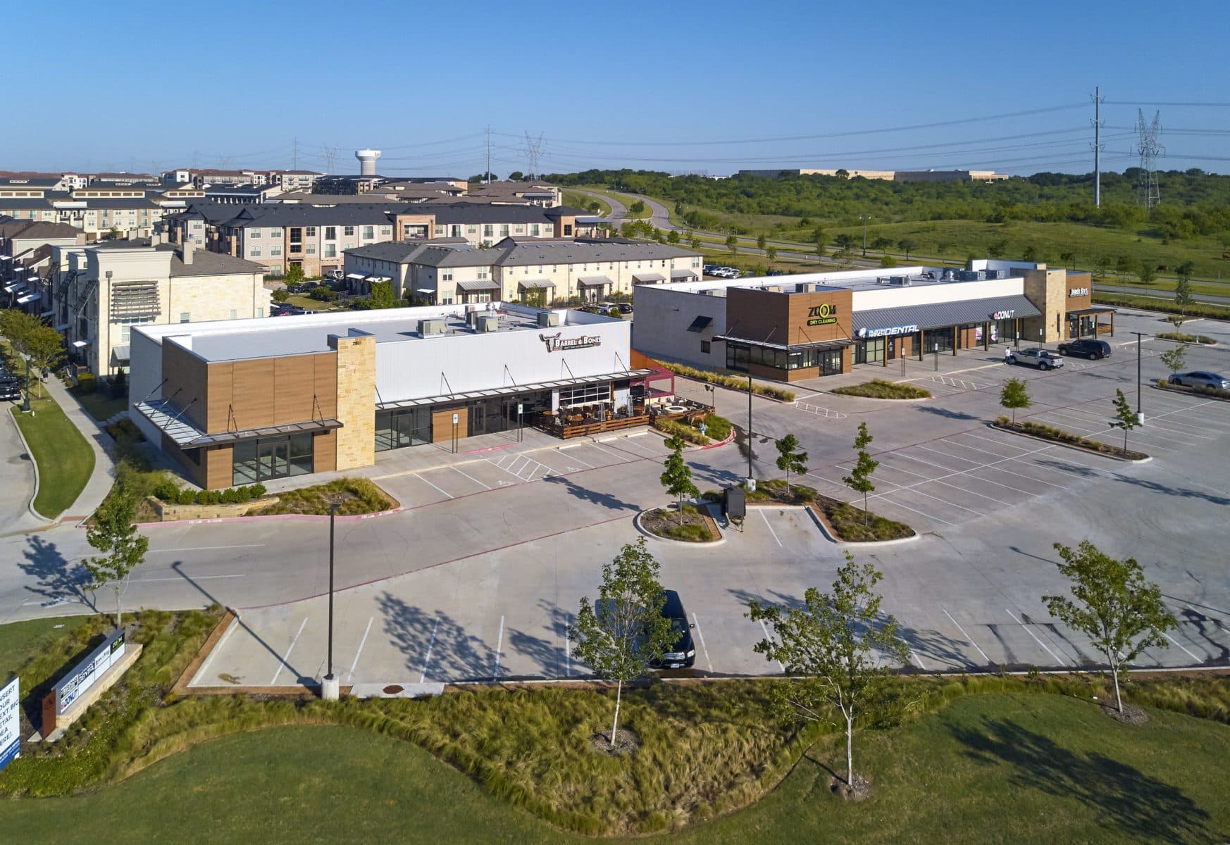 Aerial view of The Boat House retail at Austin Ranch