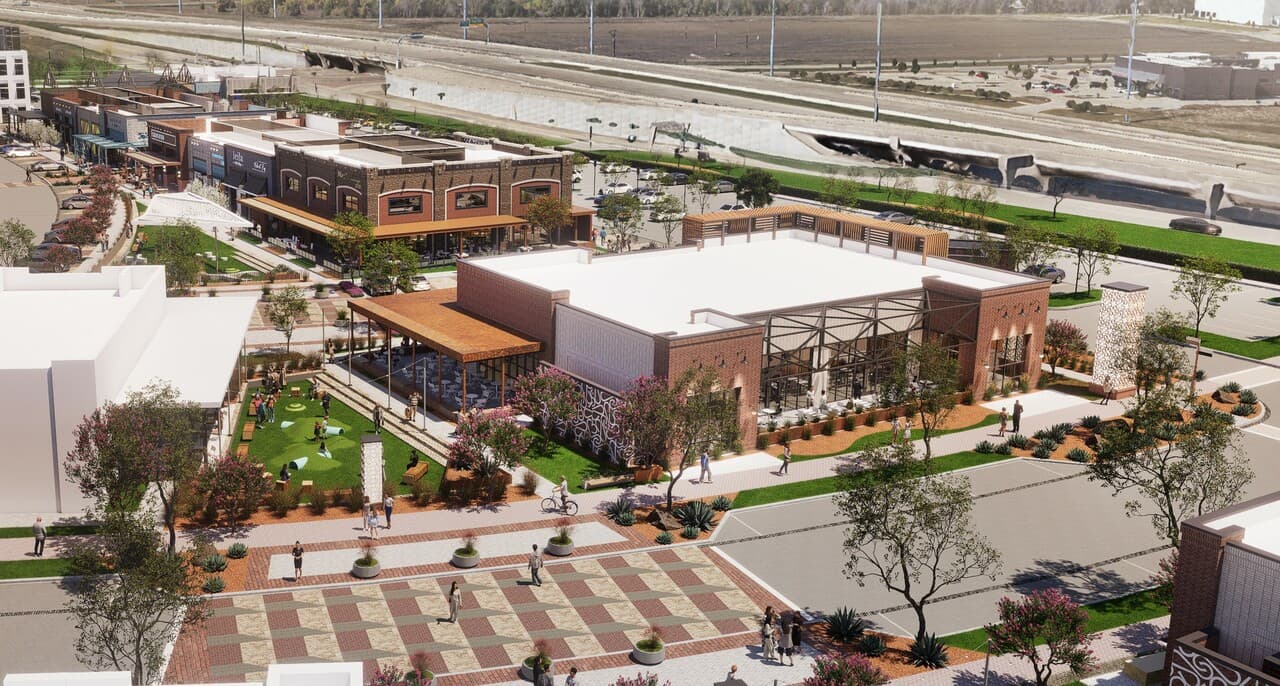 Rendering of Bravo Park retail at Sloan Corners — coming soon