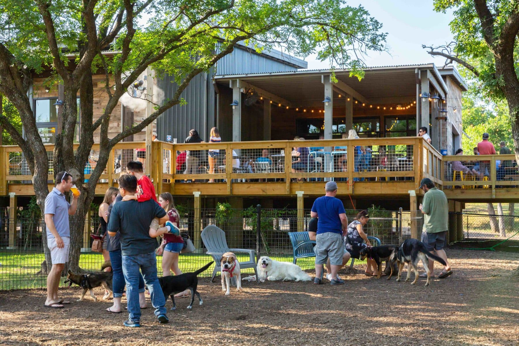 The Shacks dining and dog park at Austin Ranch