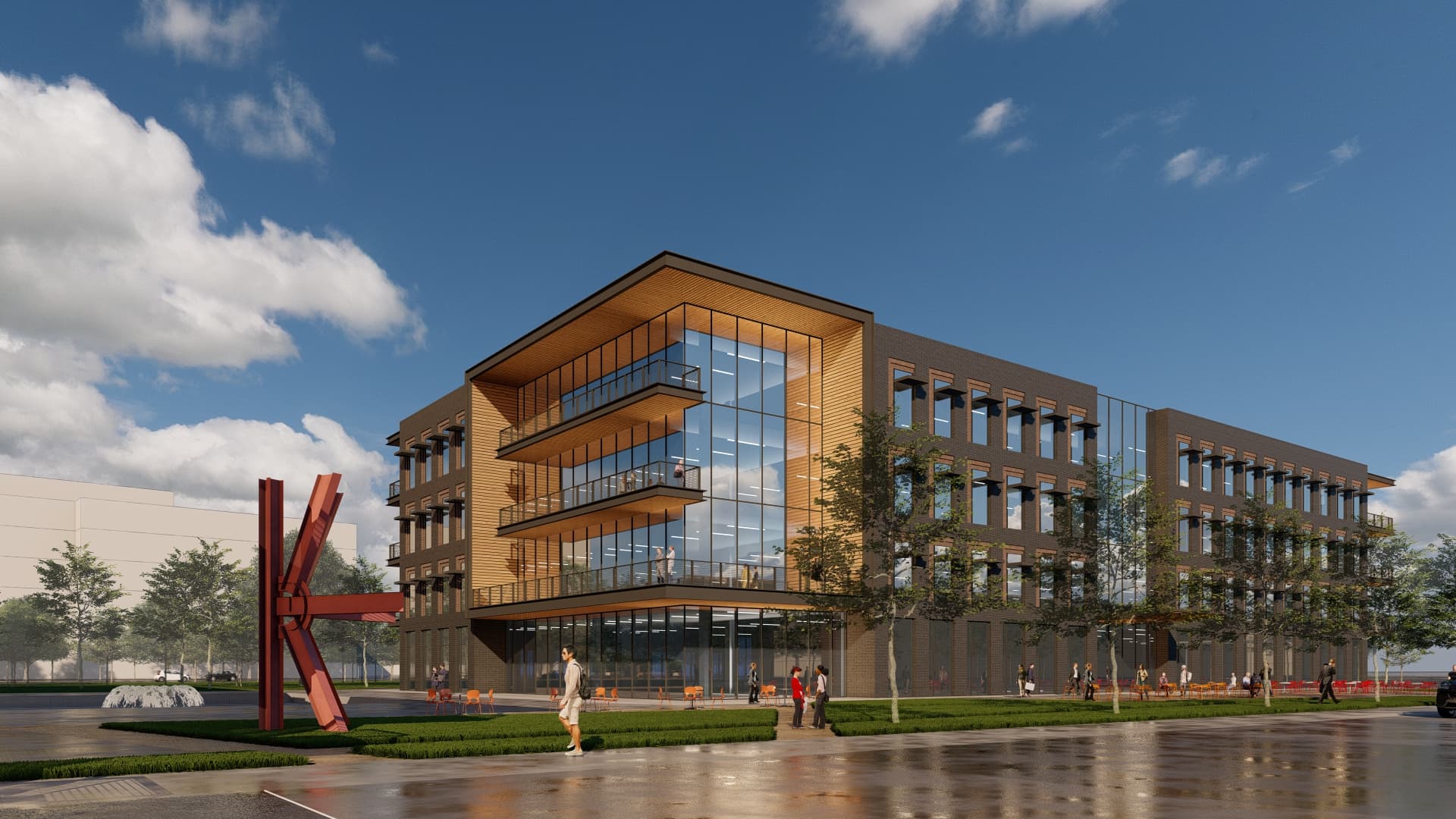 Office tower rendering at Sloan Corners