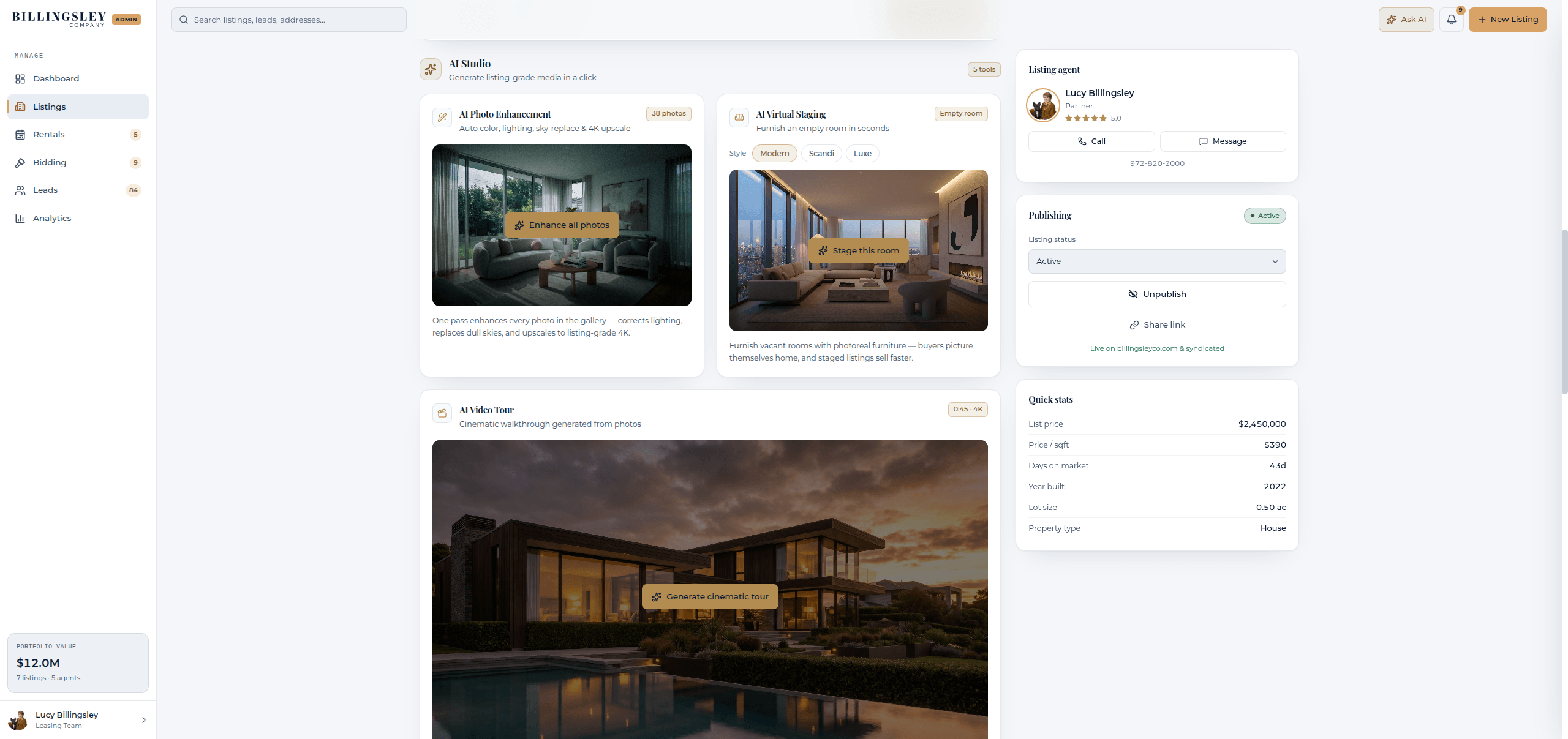AI Studio on a listing