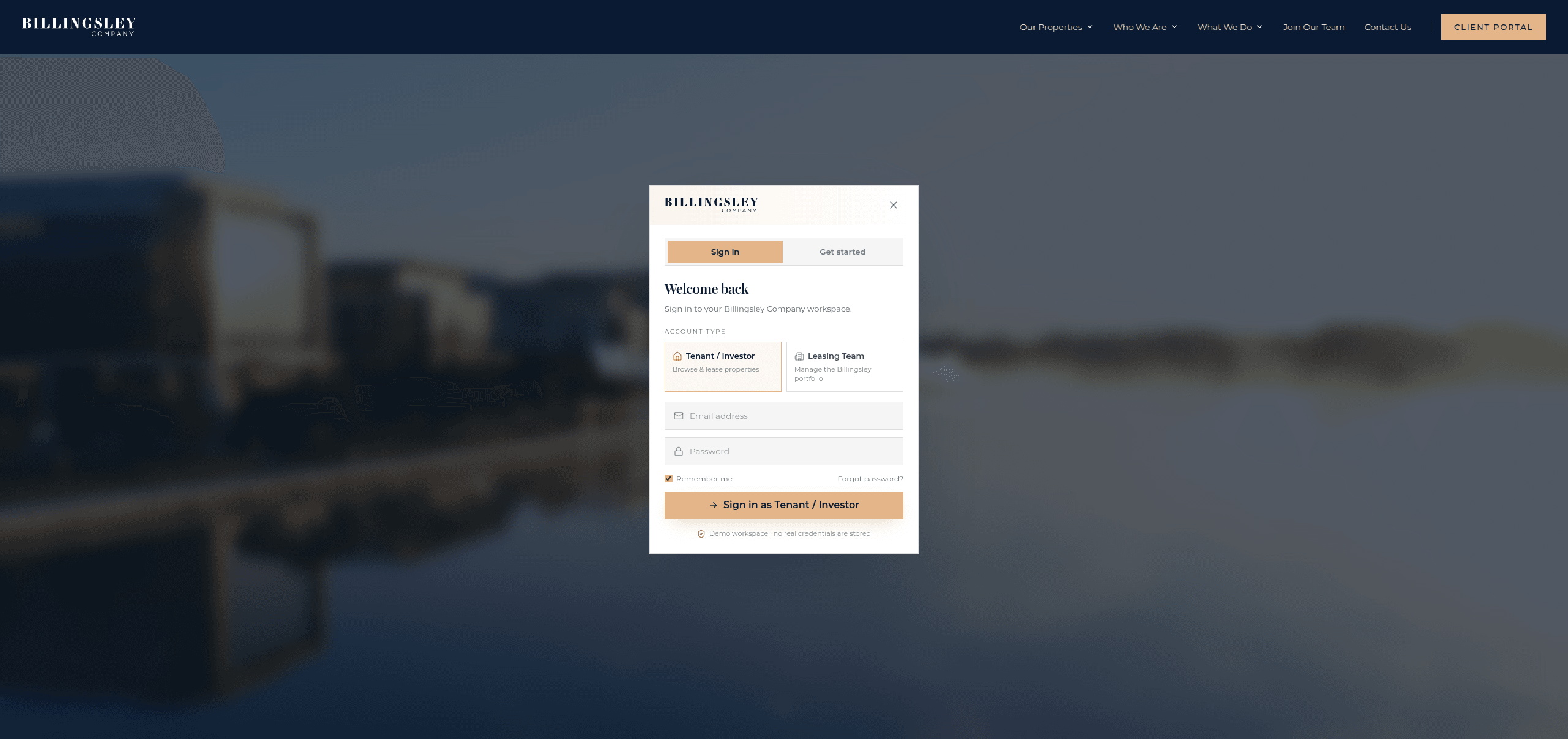 Sign-in window with account-type chooser